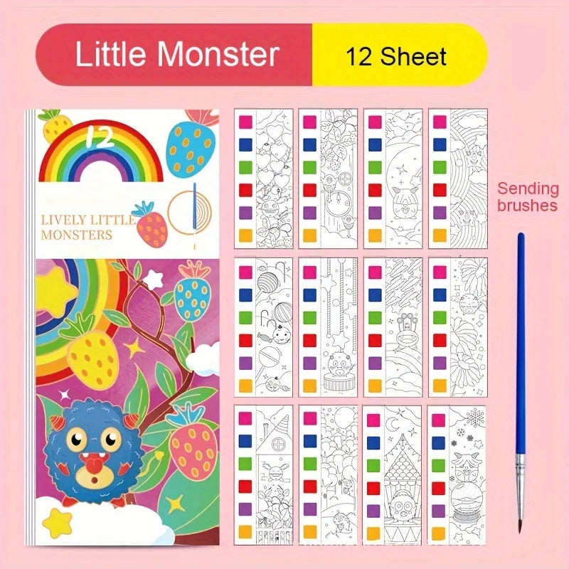 5-Pack Pocket Watercolor Coloring Book Set: Enhance Creativity and Concentration with Miniature Art Supplies