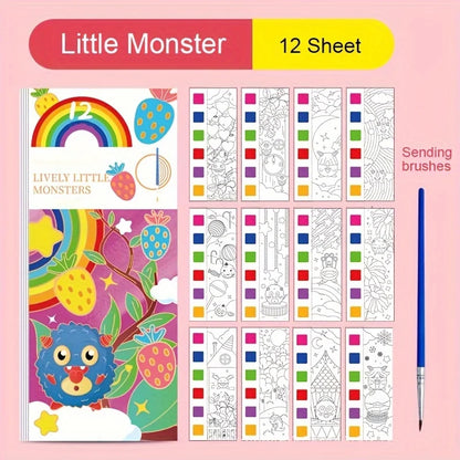 5-Pack Pocket Watercolor Coloring Book Set: Enhance Creativity and Concentration with Miniature Art Supplies