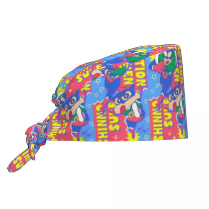 Custom Crayons Shin-chans Cute Anime Scrubs Cap Surgical Hats Women Men Operating Room Cap Nursing Cap Lab Works Hat
