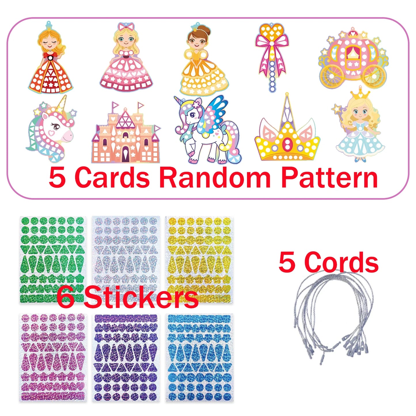 Holographic Mosaic Princess Mermaid  Art Set DIY Craft Kit Foil Stickers For Birthday Gift For Travel Gift DIY Decor