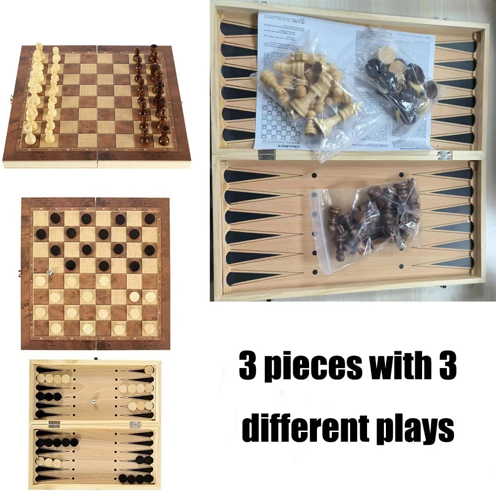 Backgammon Board Games, Party Table Games, Dice Chess, Entertainment, Travel, Checkers, 3 in 1