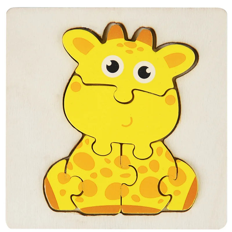 High Quality 3D Wooden Puzzle Baby Cartoon Animal Traffic Jigsaw Early Learning Cognition Game Puzzle Toys for Children