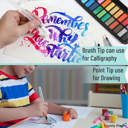 12 pcs Watercolor Brush Pens,Watercolor Brushes Set, Water Color Pens, Watercolor Brush Set, Refillable Brush Pen