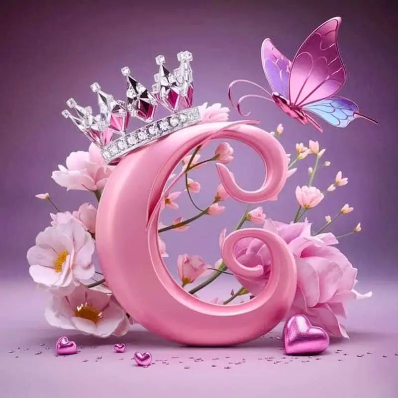 Huacan New Arrivals Diamond Painting Crown Letters  Full Drill Mosaic Butterfly Alphabet Art Wall Decor For Home Craft Kit