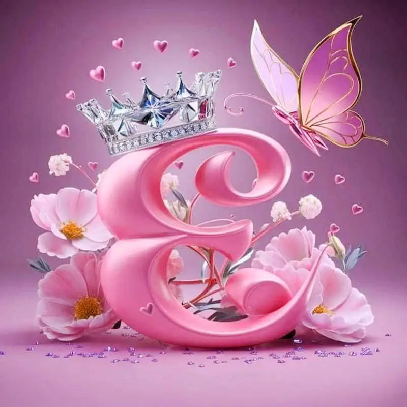 Huacan New Arrivals Diamond Painting Crown Letters  Full Drill Mosaic Butterfly Alphabet Art Wall Decor For Home Craft Kit