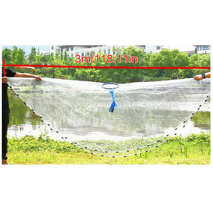 10ft Diameter Fishing Cast Net 0.59*0.59in mesh Fishing Cast Net for Bait Trap