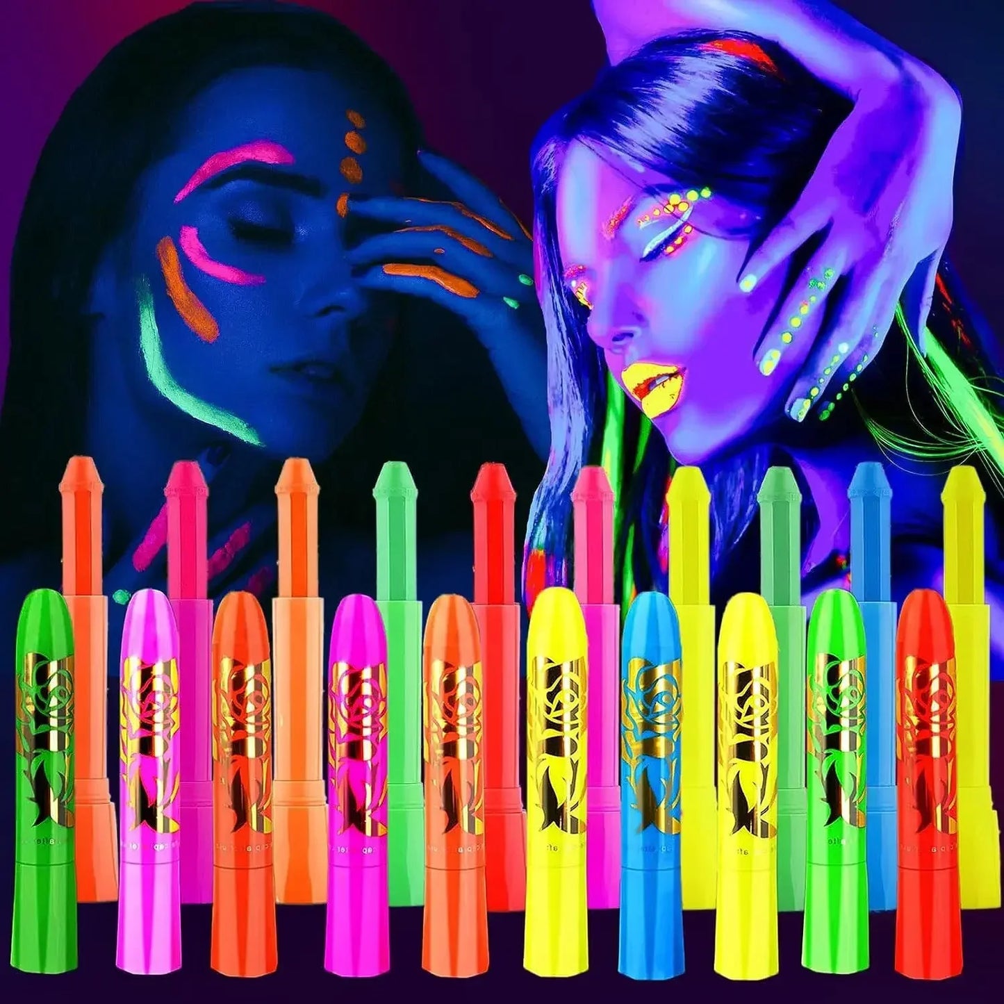 10 Colors Glow Neon Oil Face Body Art UV Glow Oil Painting Halloween Party Water-based Halloween Crayons