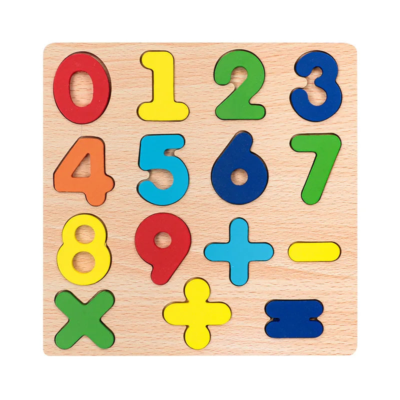 Kids Alphabetic Arithmetic Number Geometric Shapes Wooden Puzzle Preschool Learning Educational Game Toy for Children