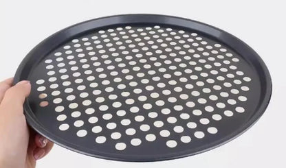 Nonstick Carbon Steel Pizza Pan Round Pizza Baking Tray with Holes for Crispy & Bubbly Home Restaurant Kitchen Baking Tools