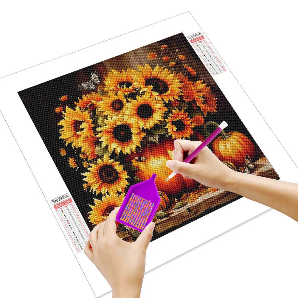 HUACAN Sunflower Pumpkin Diamond Painting Flower Home Decor Rhinestone Pictures New Collection 2025 Craft Kit