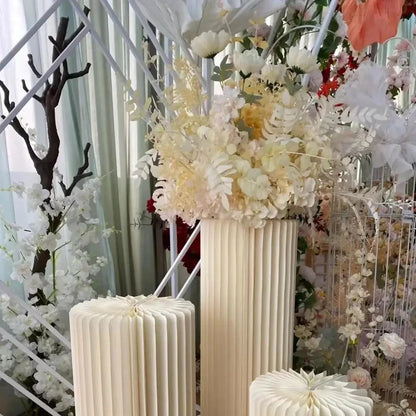 Roman Folding Column Ornaments Party Honeycomb Origami Display Stand Shop Window Wedding Decor Folding Cylindrical Flower Rack