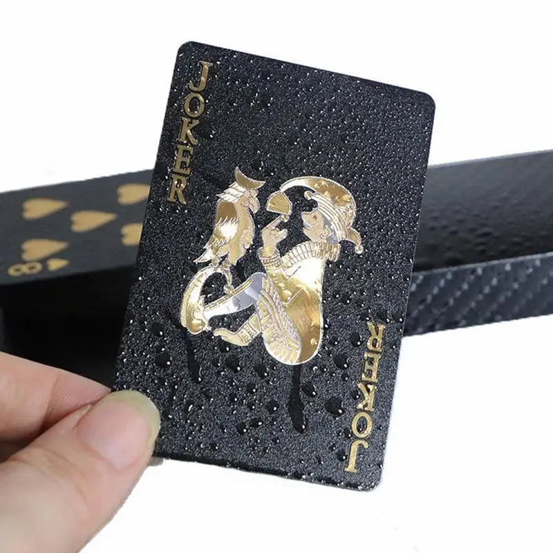 1 Set Playing Cards Black Foil Poker Card Deck Waterproof Plastic Cards for Party&Classic Family Card Board Game