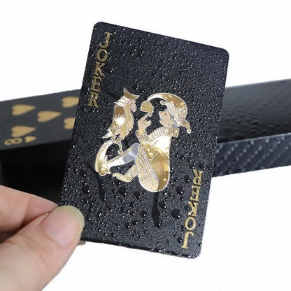 1 Set Playing Cards Black Foil Poker Card Deck Waterproof Plastic Cards for Party&Classic Family Card Board Game