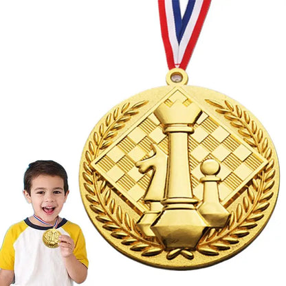 Award Medals With Neck Ribbon Creative Gold Medals For Kids Chess Award Medals Trophy Award Prize Gift Honor Roll Medals Awards