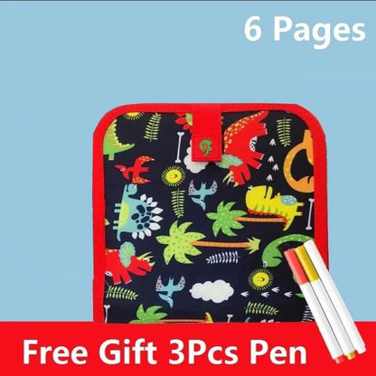 Erasable Kids Drawing Book Portable Montessori Painting Toys Blackboard Coloring Books Drawing Boards 6 Pages +3Pcs Pens