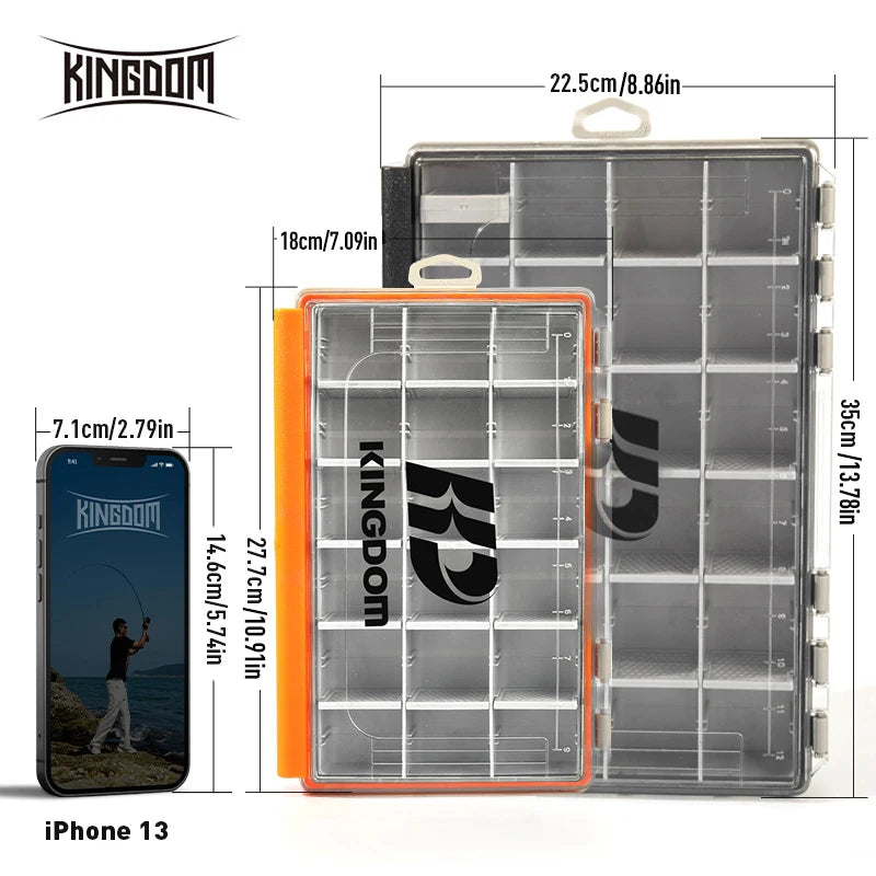 Kingdom Fishing Tackle Box 2 Sizes  Multifunction Tackle Trays Organizer with Removable Dividers Fishing Lure Box