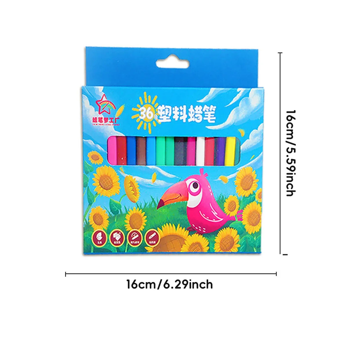 12-36 Color Washable Crayons Non-Toxic Erasable Triangular Grip Art Supplies Toddler Safe Oil Pastels for Drawing Coloring Gifts