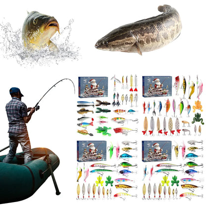 24 Days Fishing Lures Set Fishing Lure Advent Calendar Xmas Surprise Fish Bait Gift for Fishing Lovers Father Boyfriend Brother