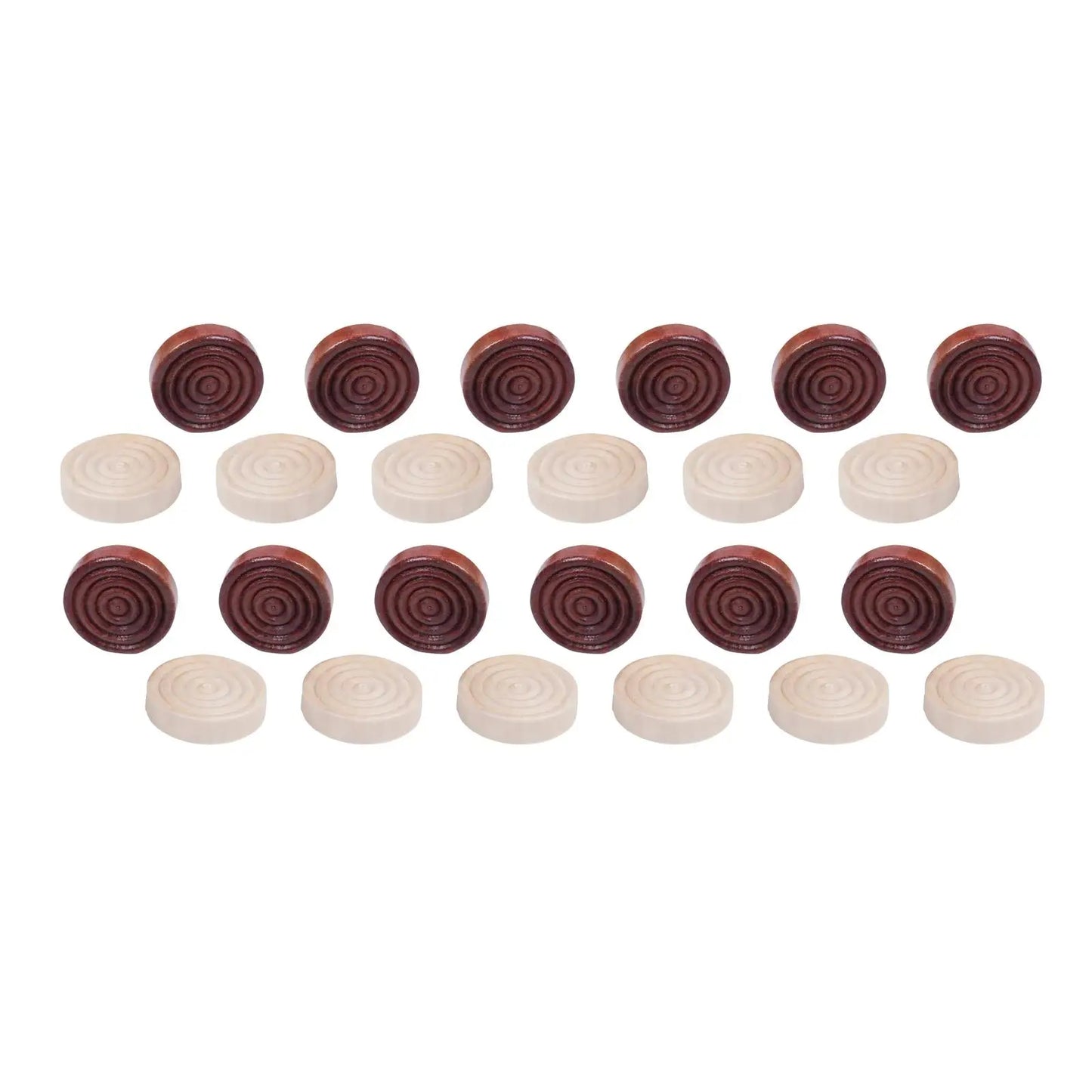 24x Round Wooden Checkers Pieces with Stackable Ridge Backgammon Pieces for Family Party Supplies Traditional Games Parts
