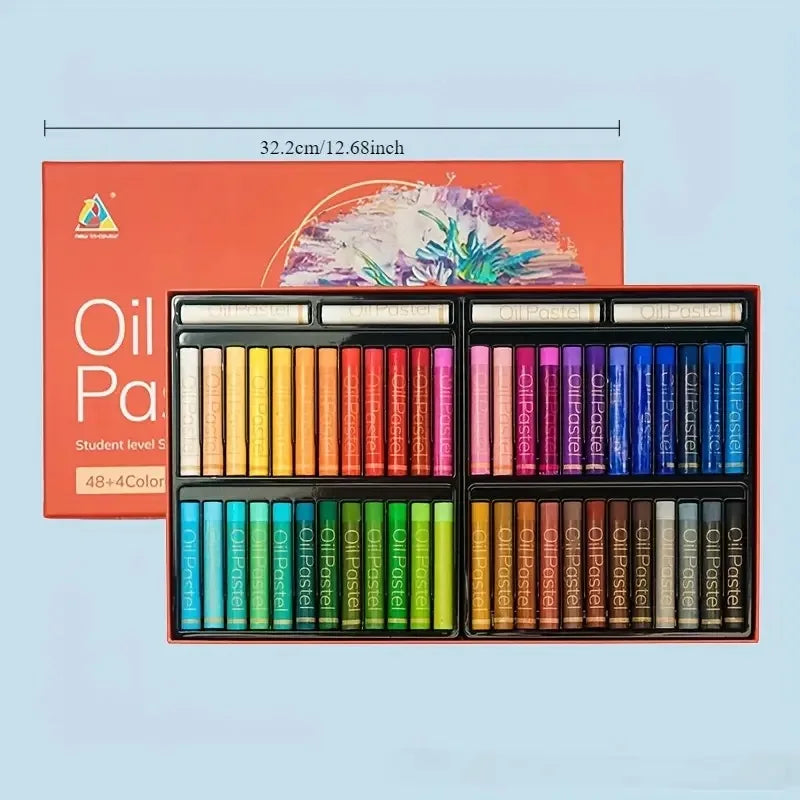 Soft Oil Crayons Premium 1 Set in 48 Classic & Macaron Colors , Medium Nib, Bright Cream Texture for Art Painting,Oil Painting