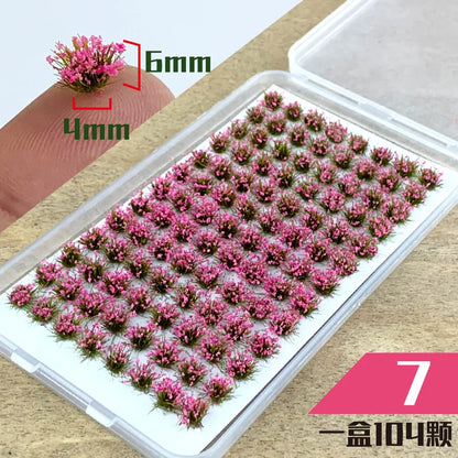 104Pcs Miniature Static Flower/Grass Tuft Plant Model Kit for Diorama Railway/Building/Garden Micro Landscape Model Making