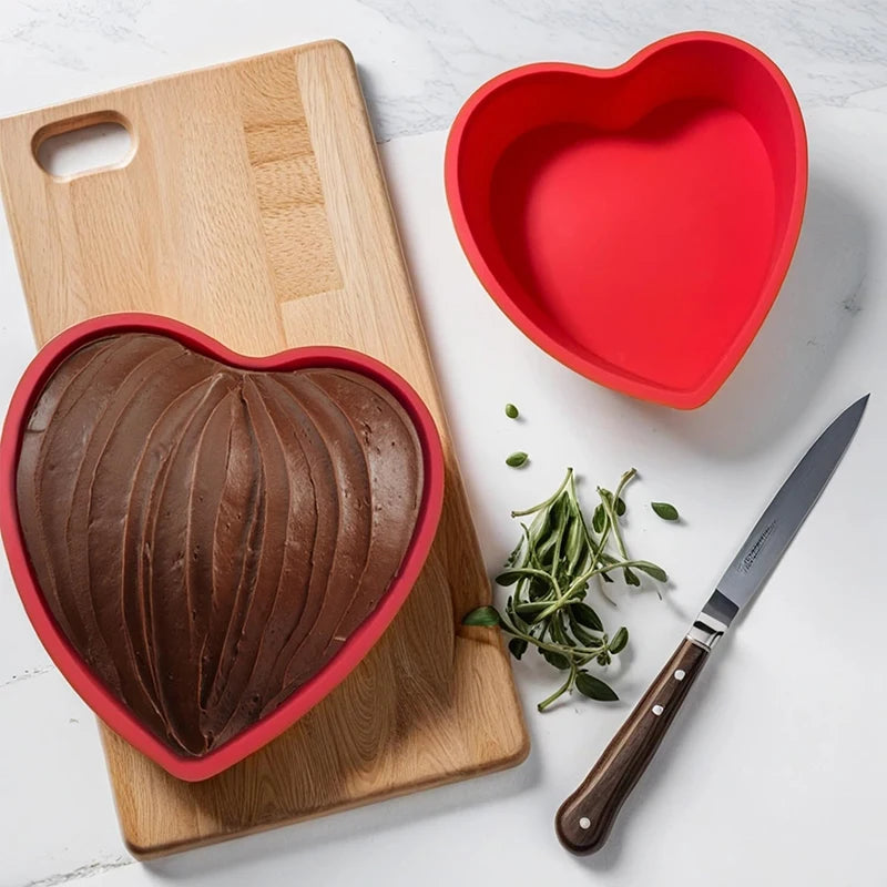 Heart Cake Silicone Mold Baking Bakeware Shallow Pan For Cheese Dessert Brownie Mousse Valentine's Day Kitchen Accessories Tools
