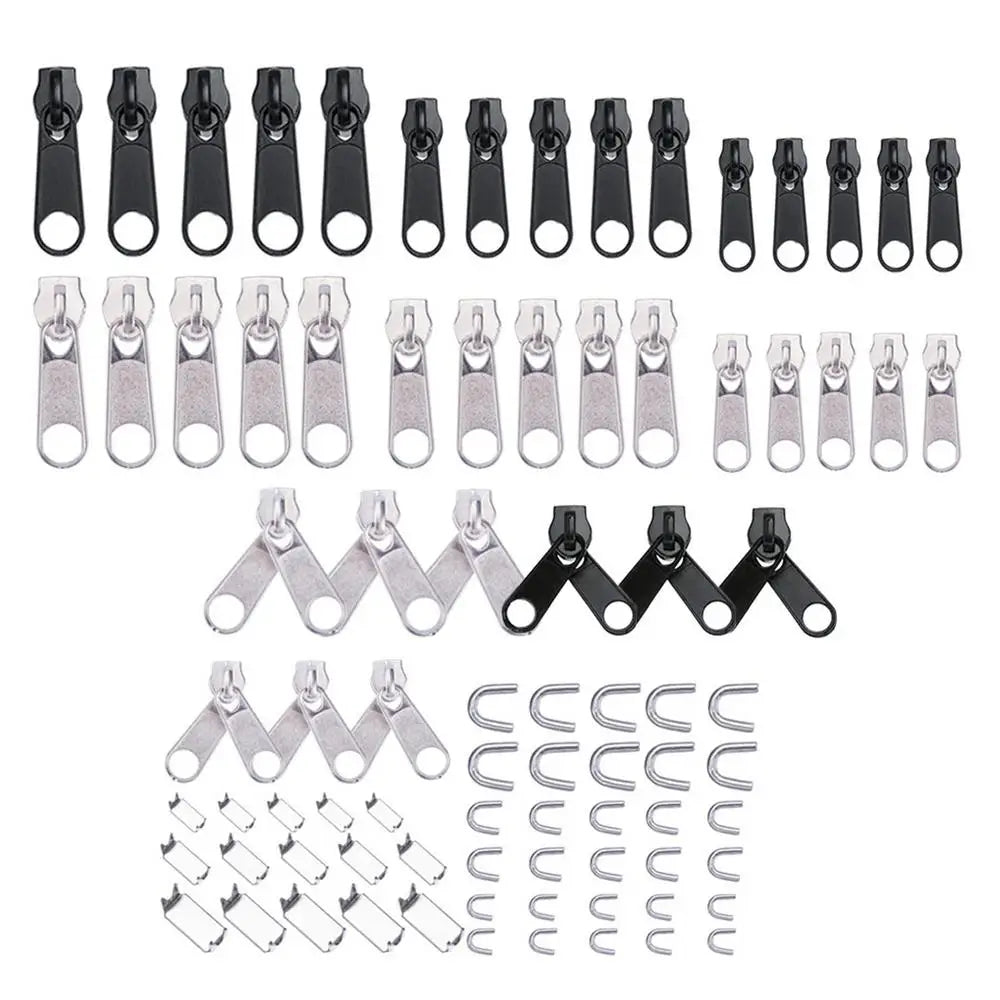 Zipper Repair Kit Double-sided Zipper Slider Replacement Zipper Pulls Installation Tools For Bags Tents Luggage Sleeping Bag
