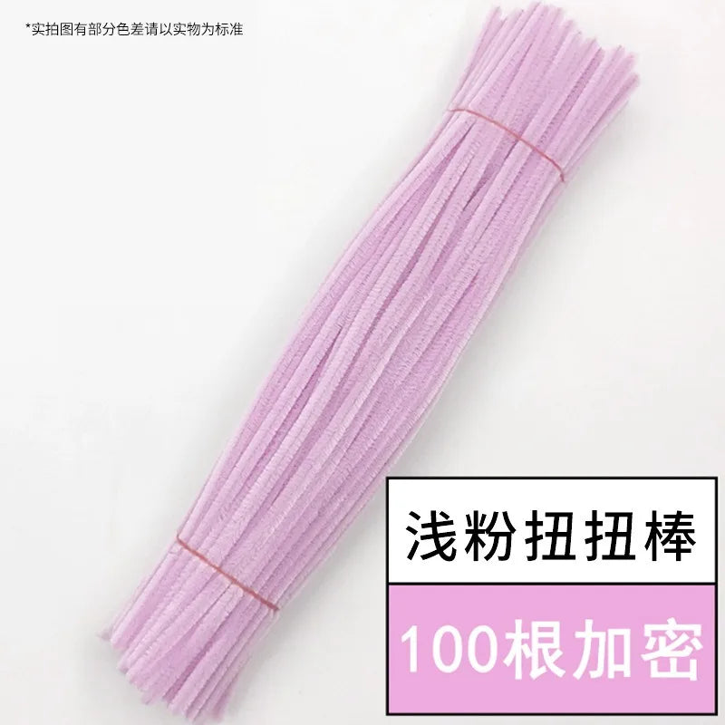 100pcs Chenille Stems Toy DIY Strips Twist Bar Anvil Wire Craft Pipe Creative Hobby Children Plush Stick Pipe Cleaners DIY Craft