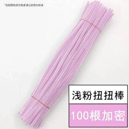 100pcs Chenille Stems Toy DIY Strips Twist Bar Anvil Wire Craft Pipe Creative Hobby Children Plush Stick Pipe Cleaners DIY Craft