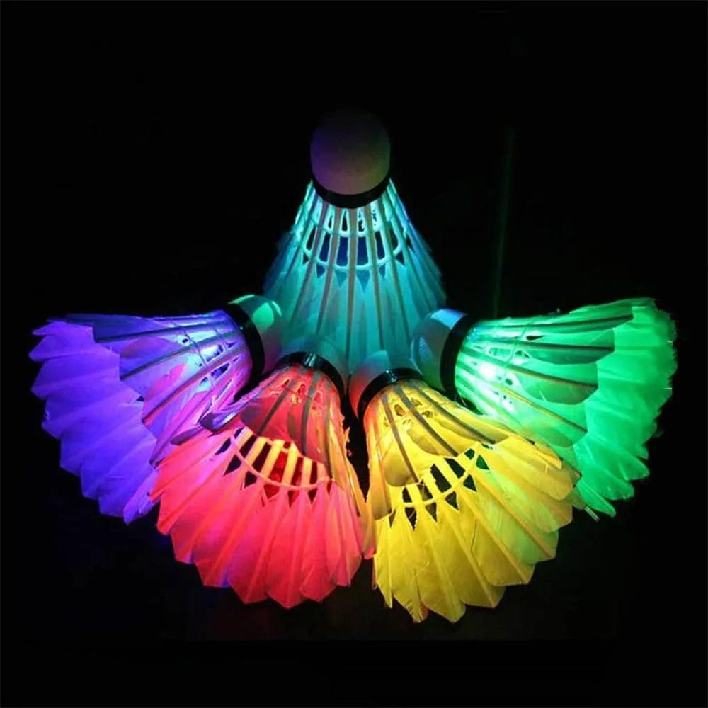LED Badminton Shuttlecock, Colorful Shuttlecock Dark Night LED Goose Feather Badminton Balls Light Up Shuttle-Cocks for Indoor O