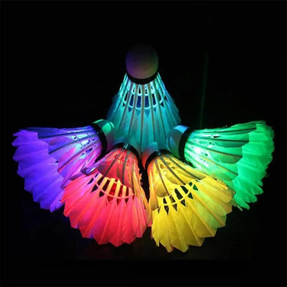 LED Badminton Shuttlecock, Colorful Shuttlecock Dark Night LED Goose Feather Badminton Balls Light Up Shuttle-Cocks for Indoor O