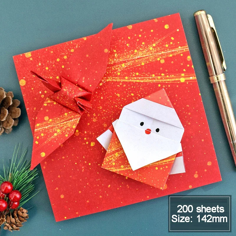 200-400Sheets Galaxy Outer Space Origami Paper Cranes Paper Decor Folded Origami Paper for Kids DIY Arts Christmas Craft Project