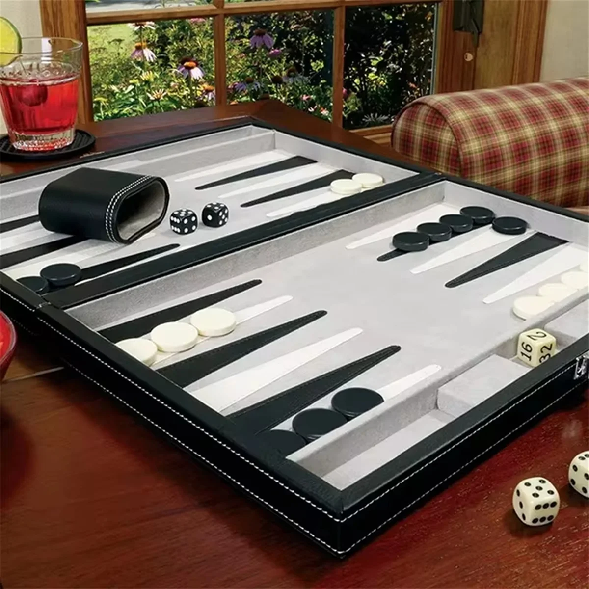 Sale Classic Board Game with Leather Case Folding Board,Gift Package,Portable Travel Strategy Backgammon Game Set for Adults