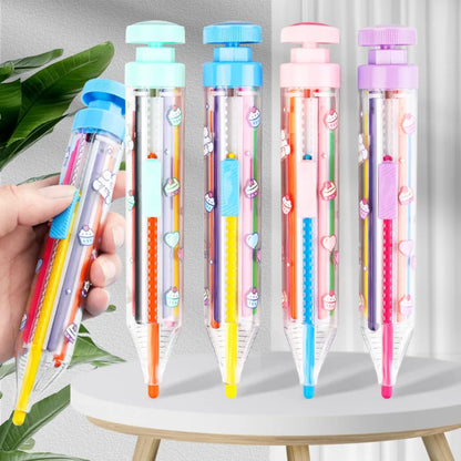 1Pc 8 In 1 Multicolor Crayons Creative Push Style DIY Replaceable Oil Pastel Colored Pencil for Kids Graffiti Painting Tools