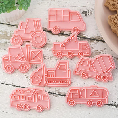 8PcsTransportation Tools Biscuit Mold Cartoon Three-Dimensional Baking at Home 3D Car Fondant Tool Frosting Cookie Grinding Tool