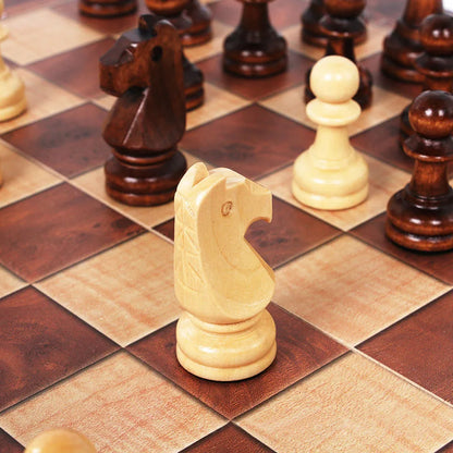 Folding Wooden Portable Chess Game Board Wooden Chess Board for Adults(Chess + Checkers and Backgammon)