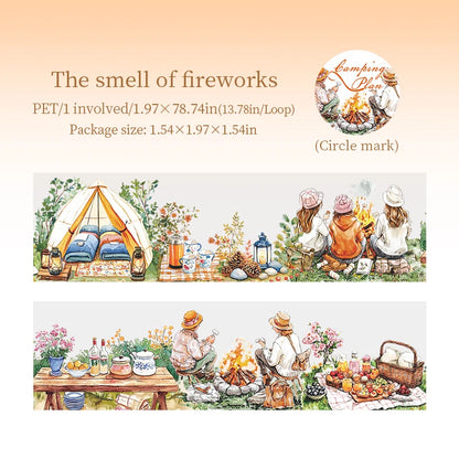 1 Roll Nature Camping Theme Scenic PET Tape for Scrapbooking DIY Collage Material Phone Case Notebook Decoration