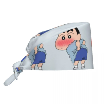 Custom Crayons Shin-chans Cute Anime Scrubs Cap Surgical Hats Women Men Operating Room Cap Nursing Cap Lab Works Hat