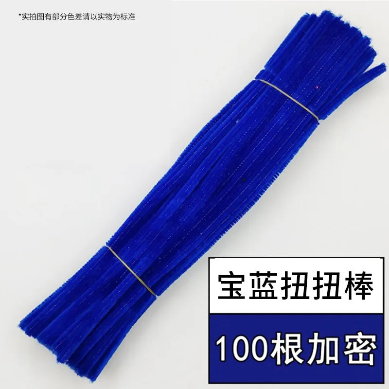 100pcs Chenille Stems Toy DIY Strips Twist Bar Anvil Wire Craft Pipe Creative Hobby Children Plush Stick Pipe Cleaners DIY Craft