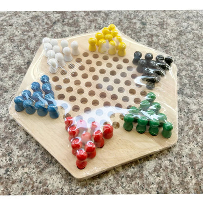 Hexagonal Checkers, Parent-child Puzzle Game Wooden Jumping Beads Children's Educational Toys Board Game CPC