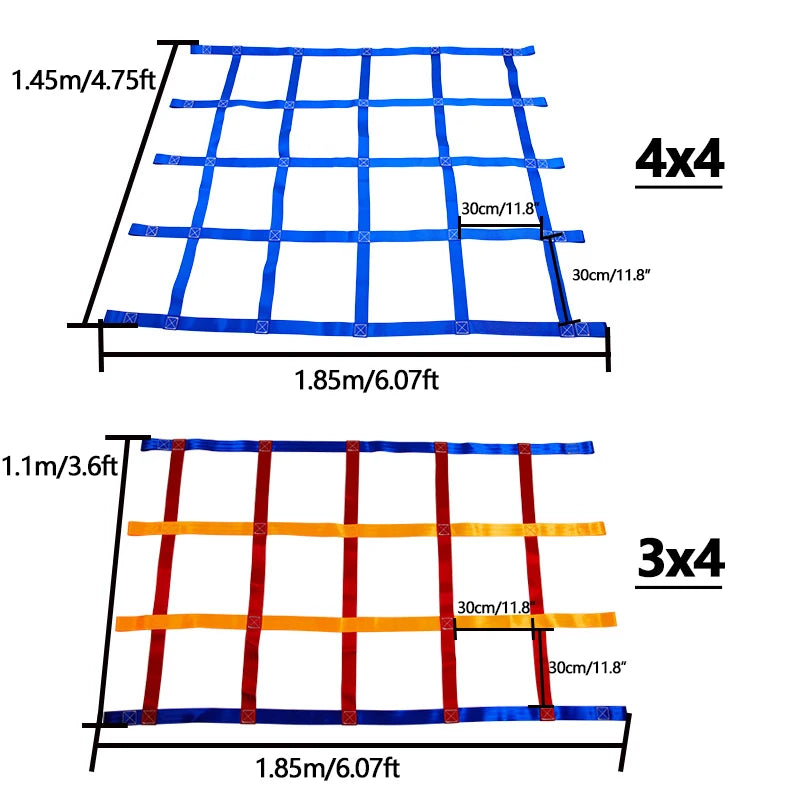 1.85m Climbing Net for Kids Portable  Ladder Polyester Ninja Cargo Net Warrior Obstacle Courses Swing Set Outdoor Treehouse