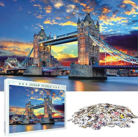1000 Piece Famous Scenery Jigsaw Puzzle for Kids Adult London Tower Bridge Bridge Large Puzzle Game Toys Gift