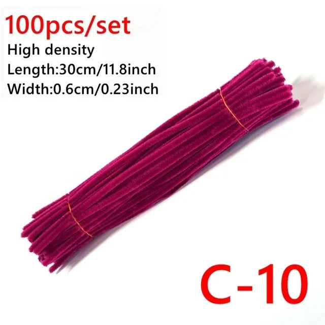 100pcs Colorful Chenille Stems Pipe Cleaners Kids Educational Toys Handmade Plush Tinsel Twist Sticks For DIY Craft Supplies
