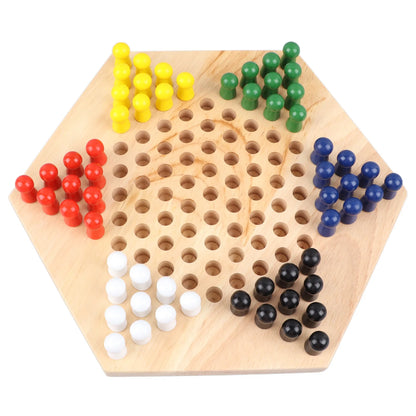 Chinese Checkers Set With Multiple Chess Pieces Wooden Board Interactive Children Adult Chess Game Traditional Chinese Checkers