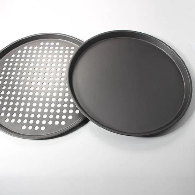 Nonstick Carbon Steel Pizza Pan Round Pizza Baking Tray with Holes for Crispy & Bubbly Home Restaurant Kitchen Baking Tools