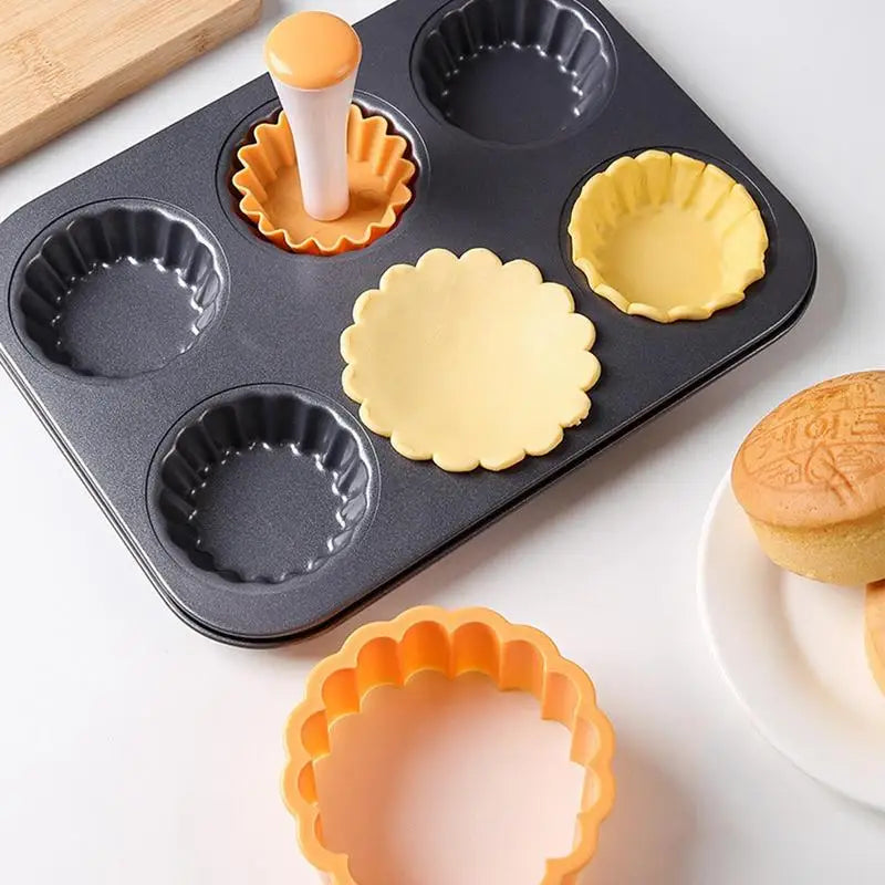 Tart Tamper Set Flower Cookies Tamper Non Stick Food Safe Reusable Removable Cake Pastry Baking Tool For Egg Tart Making