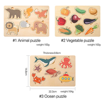1pc Puzzles Matching Toys 3D Wooden Animals Montessori Puzzle Colorful For Children Training Cognitive Educational Learning Toy