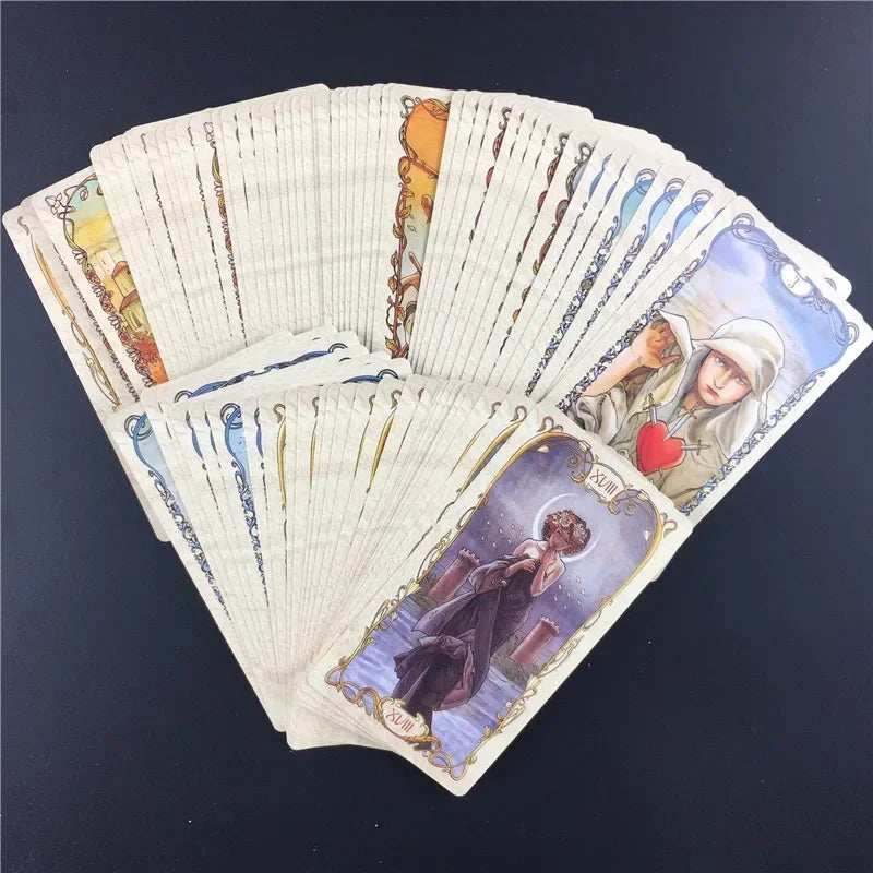 Tarot Mucha Tarot Cards Board Game Card Deck for Family Gathering Party Playing Cards Board Game