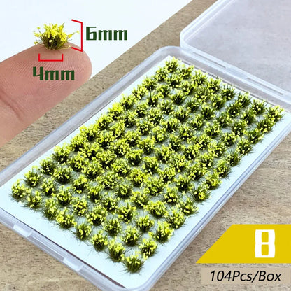 104Pcs Miniature Static Flower/Grass Tuft Plant Model Kit for Diorama Railway/Building/Garden Micro Landscape Model Making