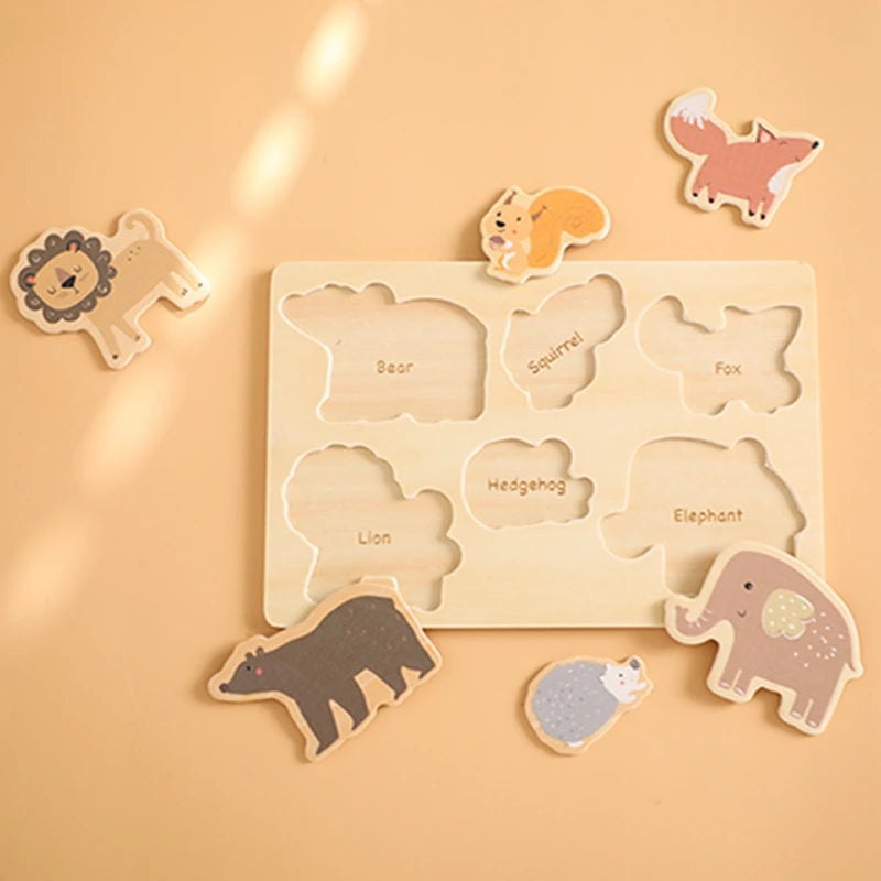 1pc Puzzles Matching Toys 3D Wooden Animals Montessori Puzzle Colorful For Children Training Cognitive Educational Learning Toy